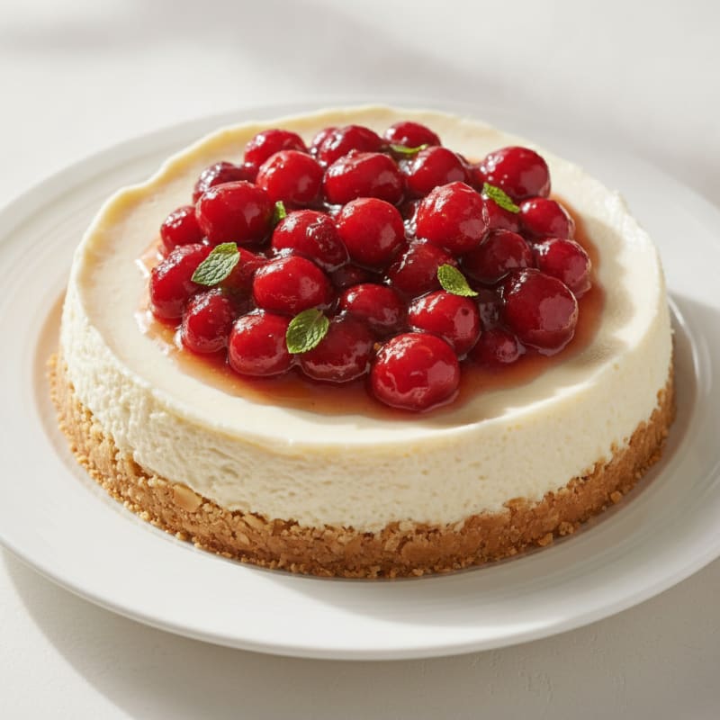 Silky Greek Yogurt Protein Cheesecake with Berry Compote