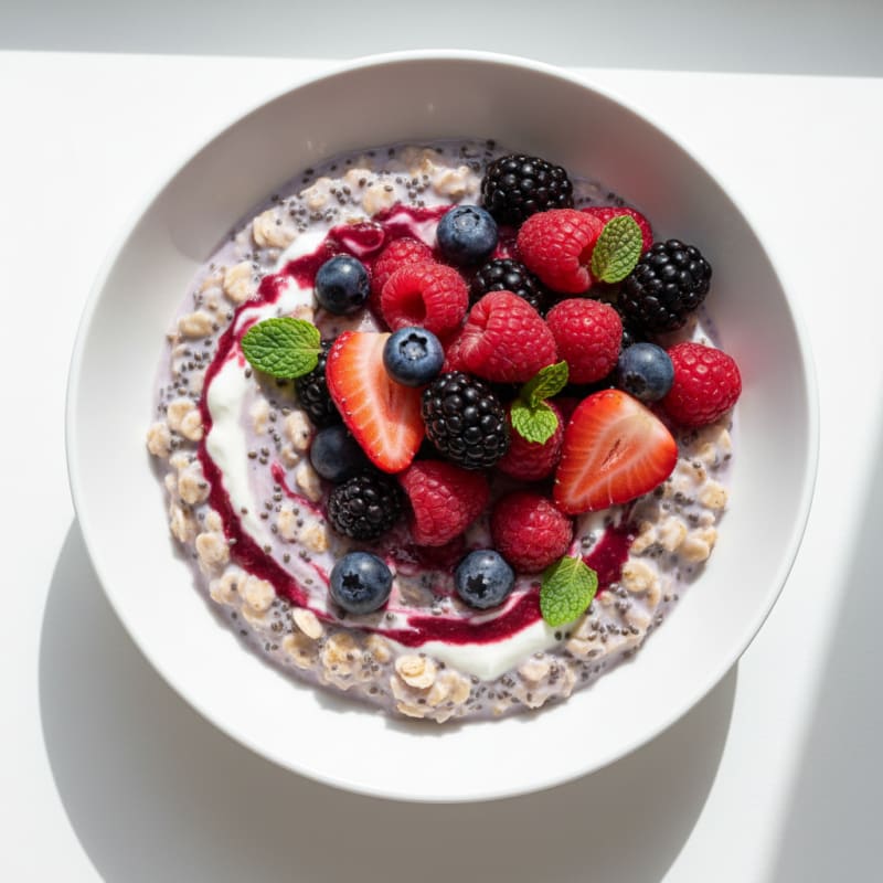 Creamy Berry Chia Overnight Oats