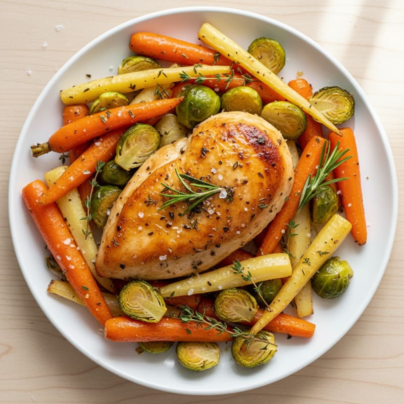 Garlic Herb Roasted Chicken with Root Vegetables