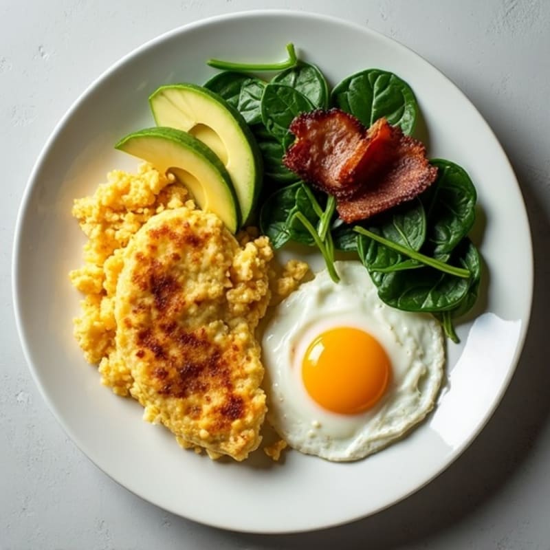 Egg White Scramble with Spinach and Turkey Bacon