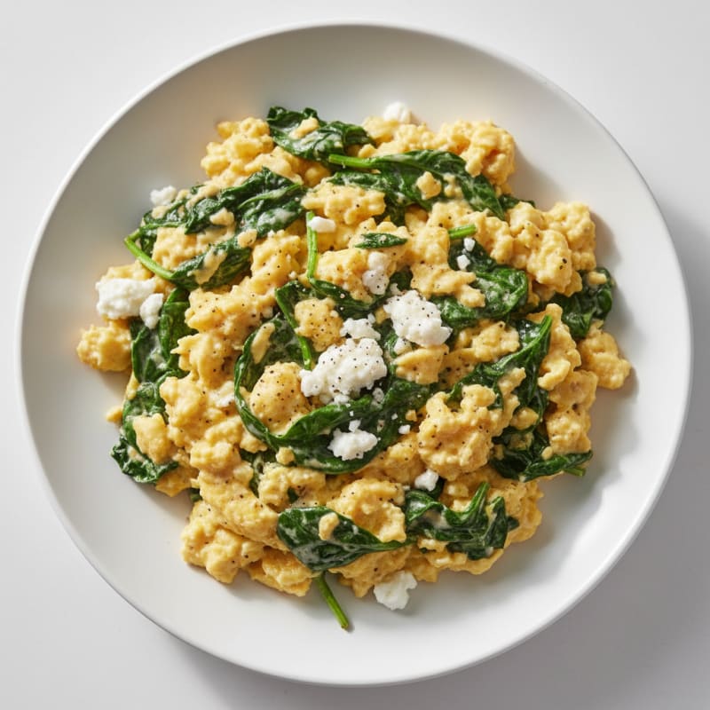 Creamy Spinach and Feta Scrambled Eggs