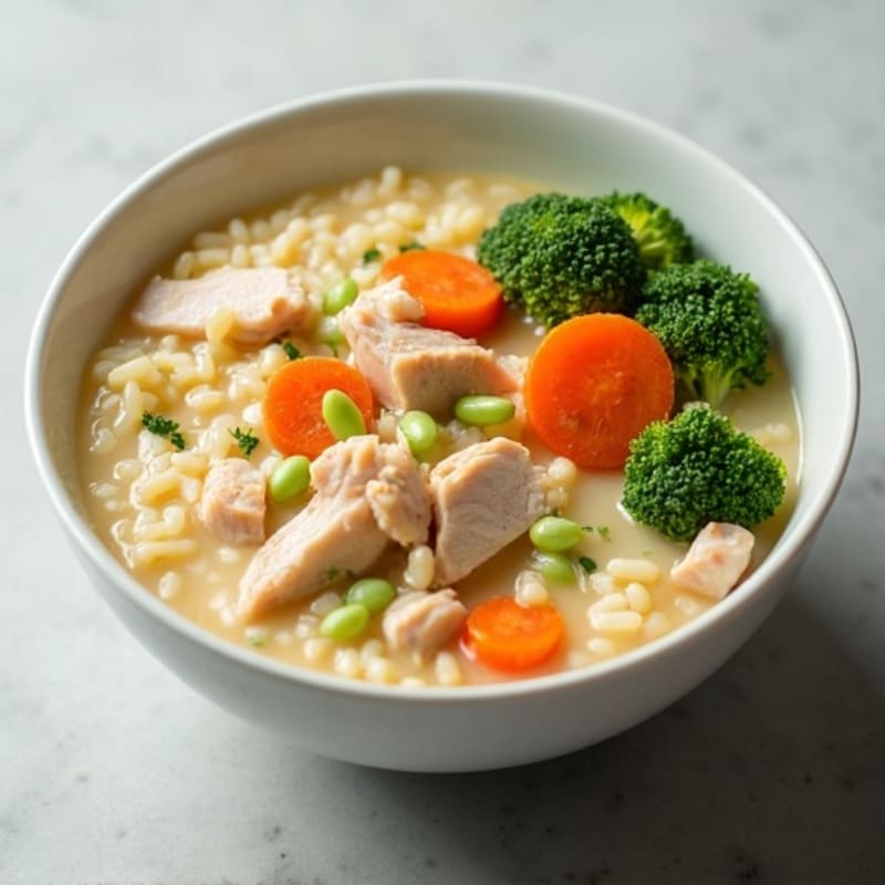 Creamy Chicken and Vegetable Rice Porridge with Fresh Ginger