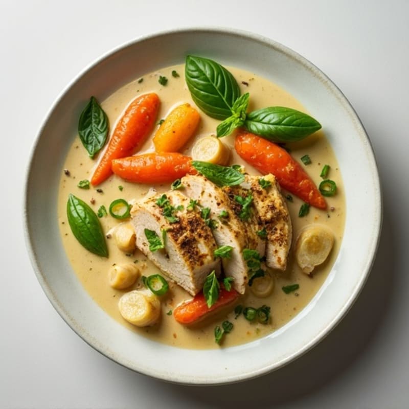 Creamy Chicken Thai Green Curry with Fresh Vegetables