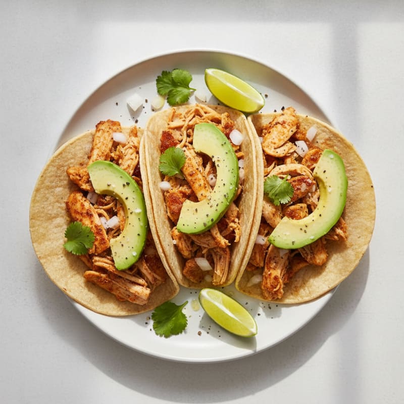 Chicken Carnitas Tacos with Avocado