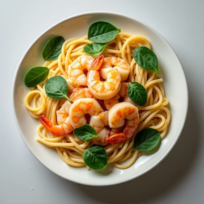 Creamy Lemon Garlic Prawn Pasta with Spinach