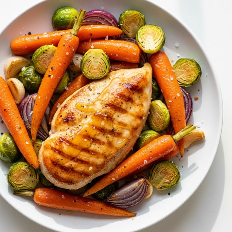 Golden Pan-Seared Chicken with Roasted Vegetables