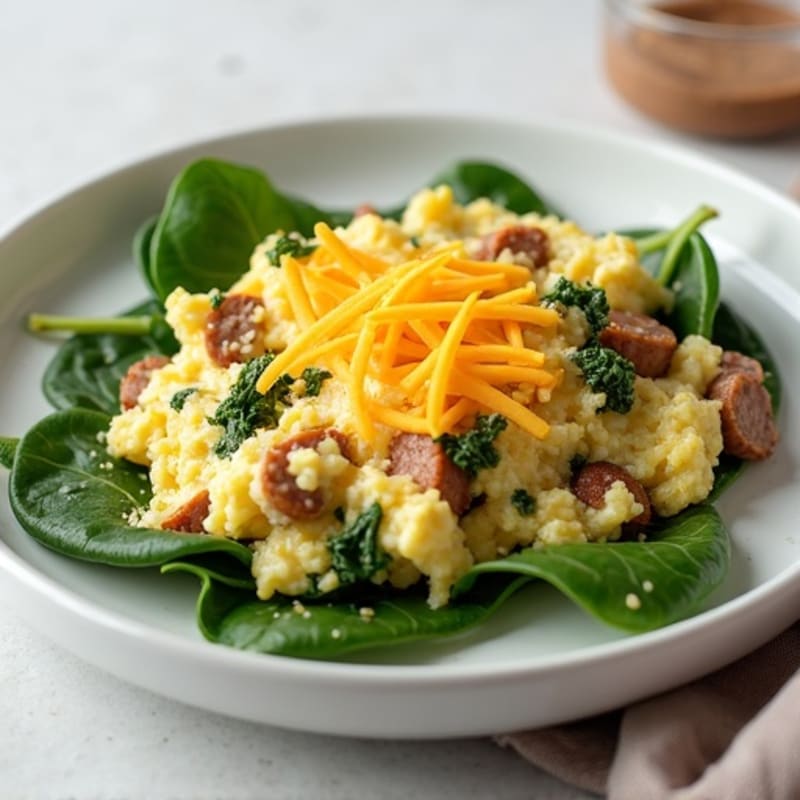 Egg White Scramble with Spinach and Turkey Sausage