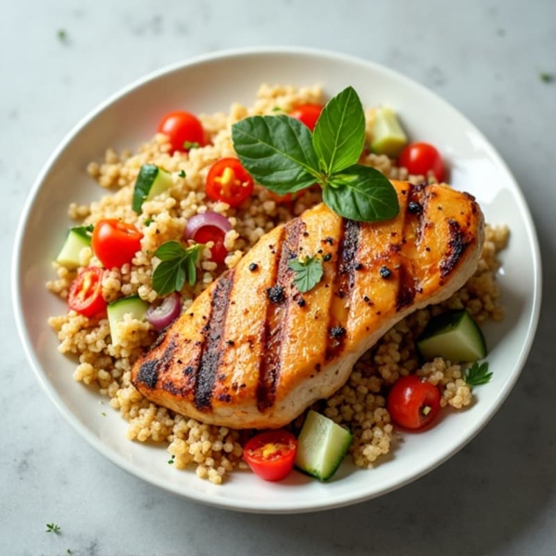 Grilled Chicken Breast with Crunchy Quinoa Salad