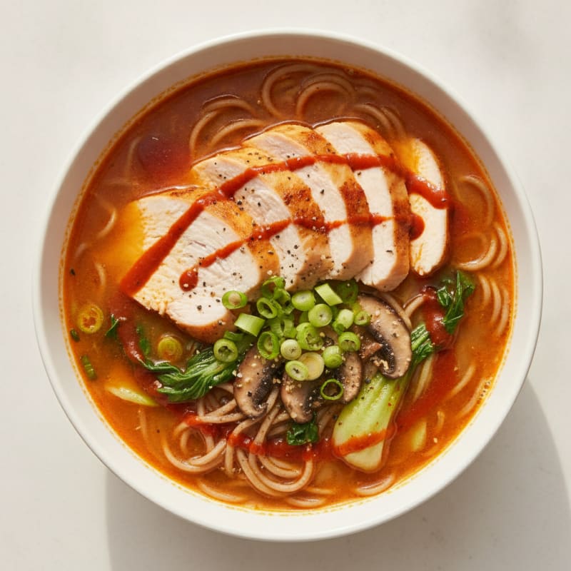 Sriracha Chicken Ramen Soup