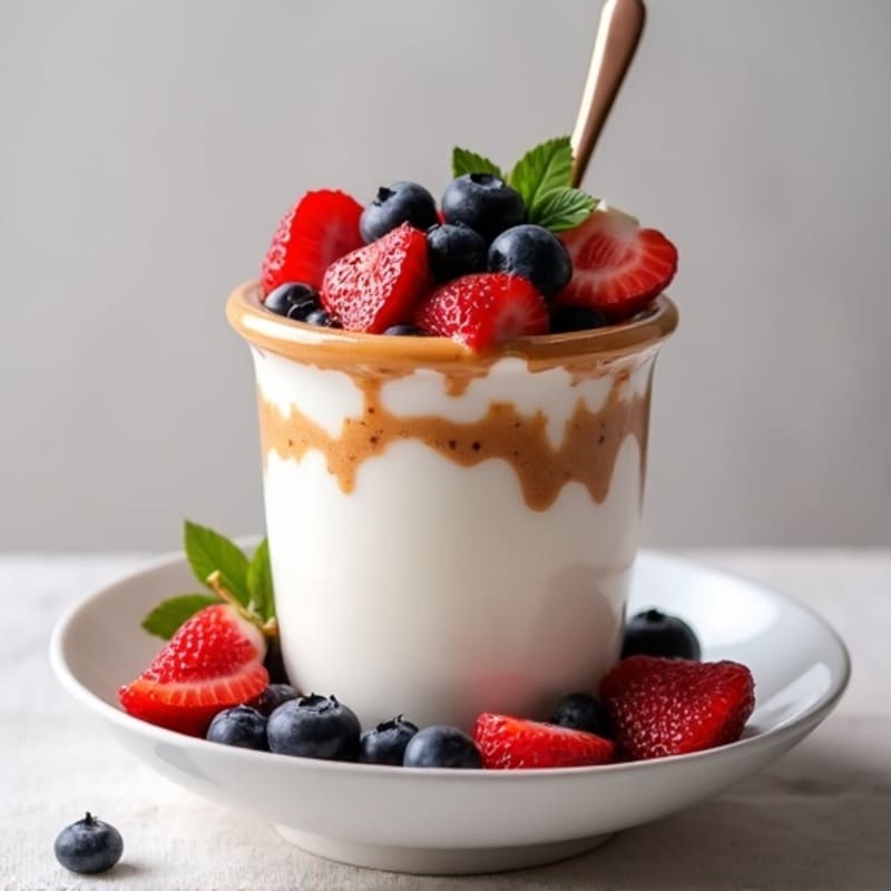 Greek Yogurt Protein Parfait with Mixed Berries and Almond Butter
