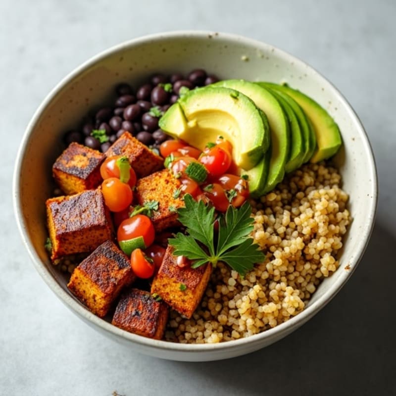 Hearty Black Bean Burrito Bowl with Fresh Avocado and Salsa