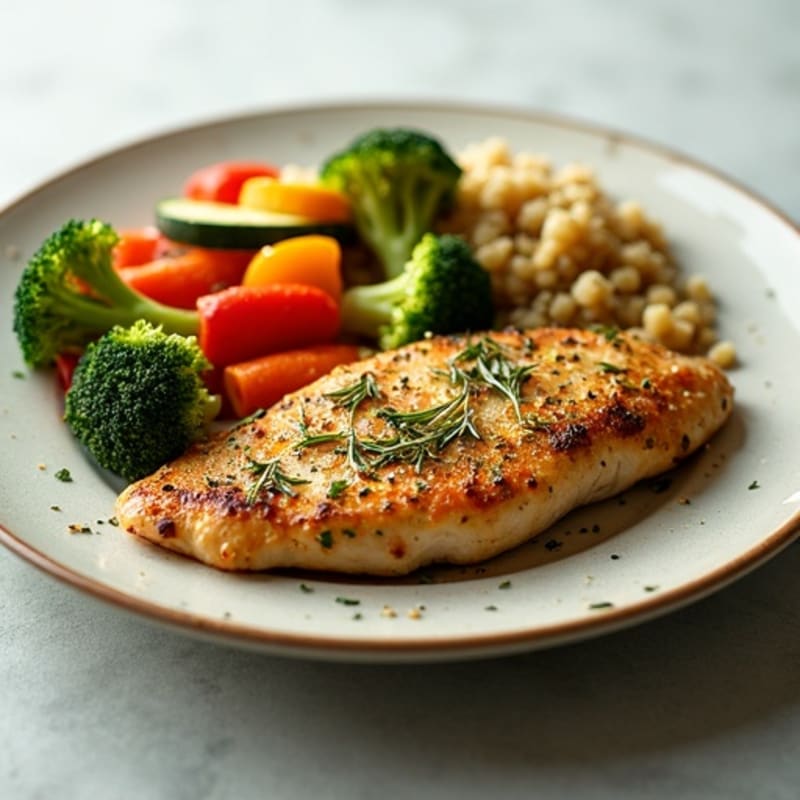 Herb-Crusted Pan Seared Chicken with Roasted Vegetables