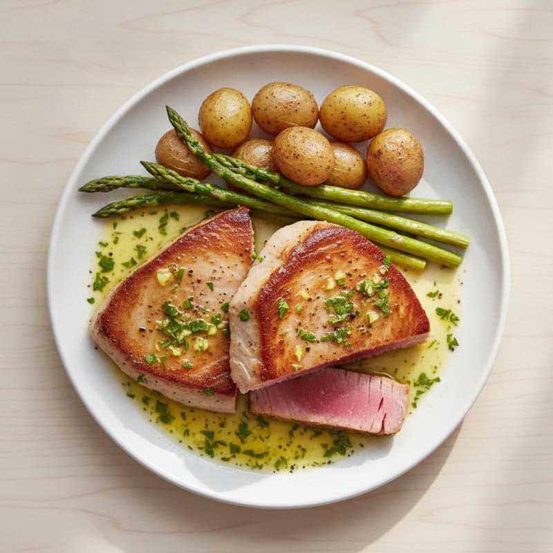 Seared Tuna with Lemon-Herb Sauce