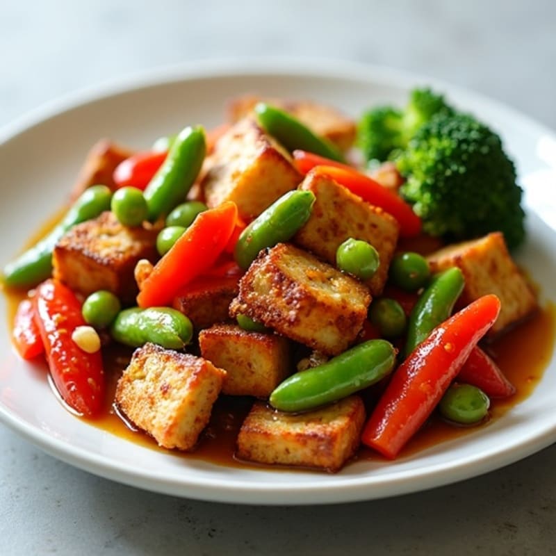 Maple Glazed Crispy Tempeh Stir-Fry with Fresh Vegetables