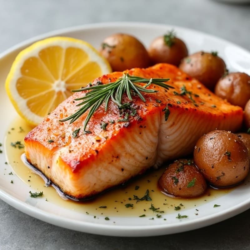 Roasted Salmon with Crispy Red Potatoes