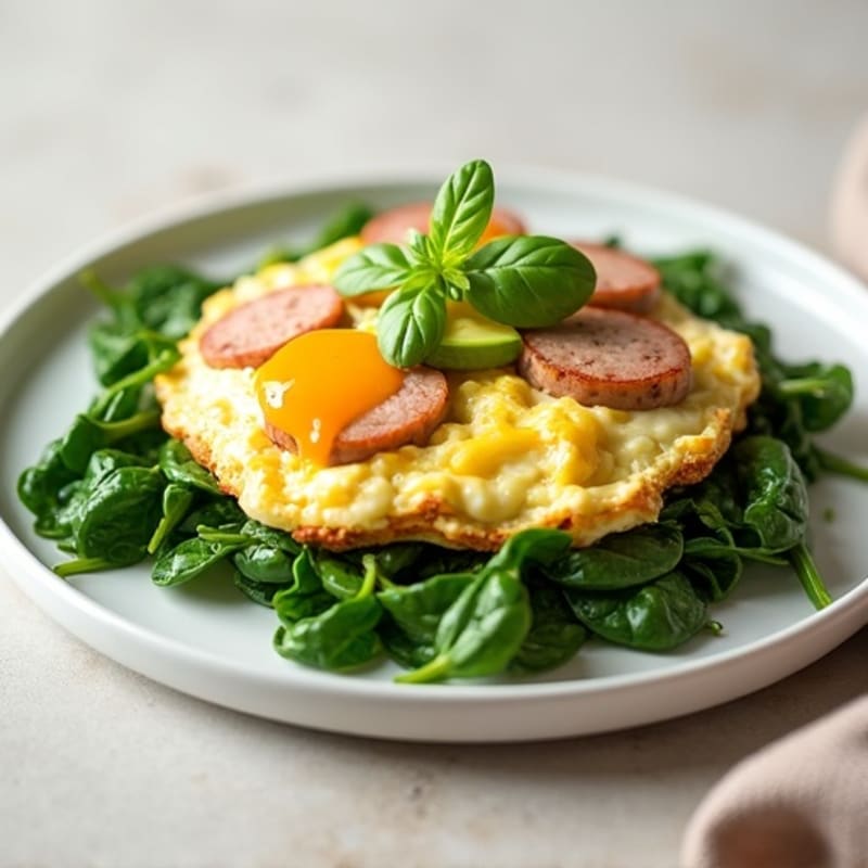 Egg White Scramble with Spinach and Turkey Sausage