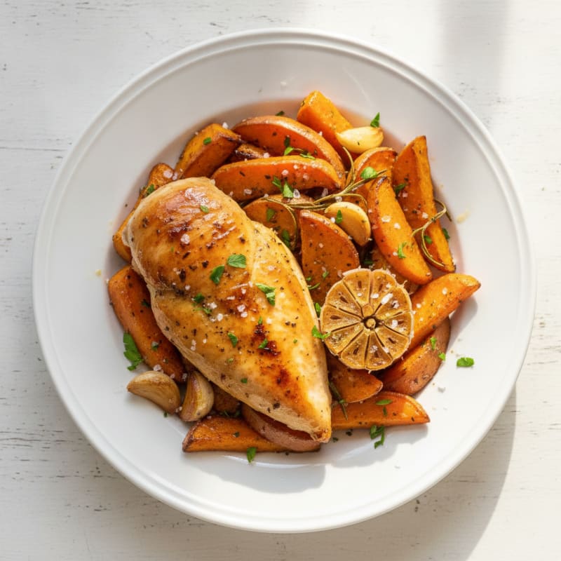 Garlic Herb Roasted Chicken with Root Vegetables