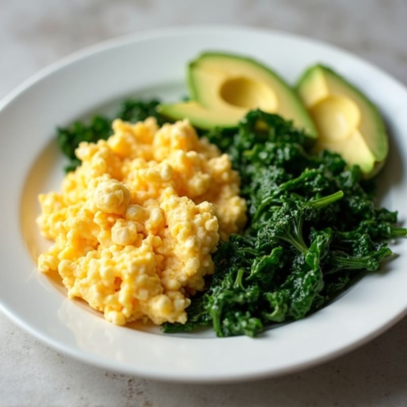 Scrambled Egg Whites with Smoked Turkey and Sautéed Spinach