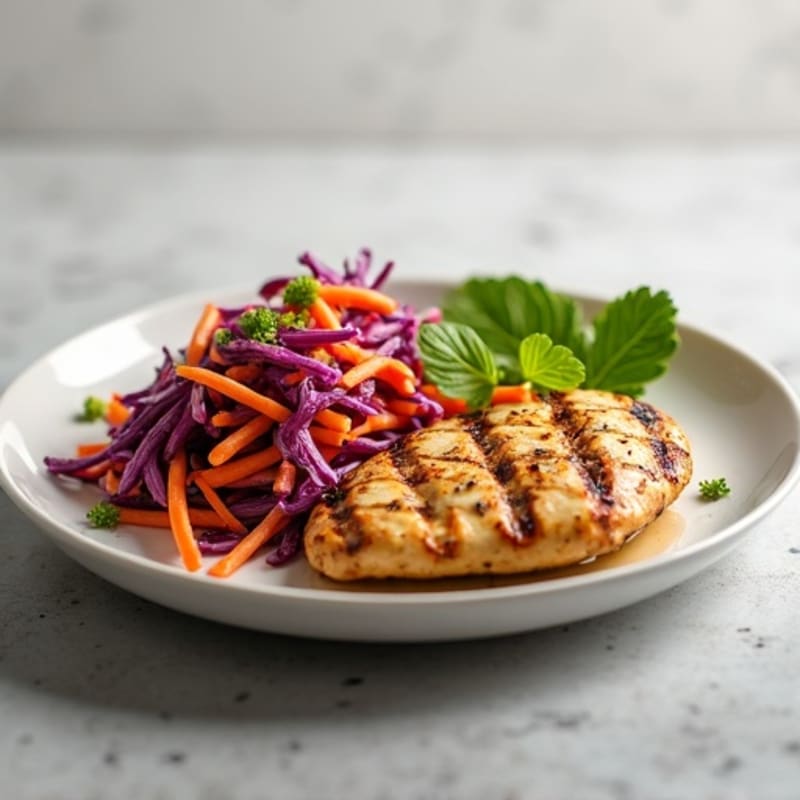 Grilled Chicken Breast with Crunchy Cabbage Slaw
