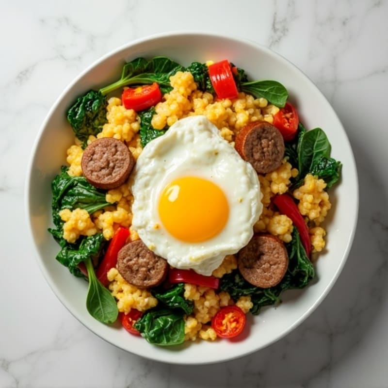 Egg White and Turkey Sausage Scramble with Spinach