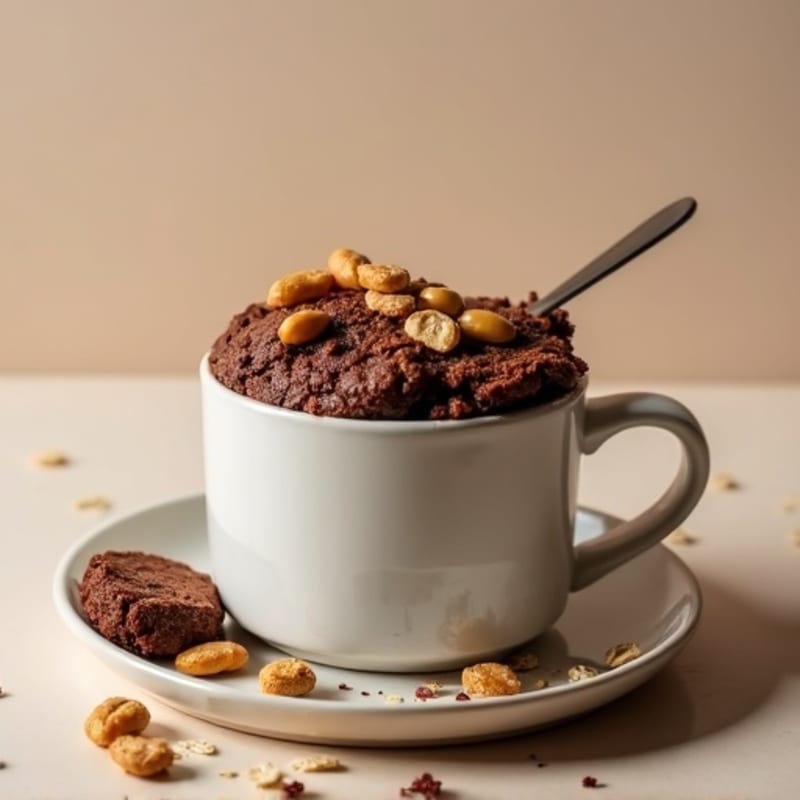Fudgy High-Protein Chocolate Peanut Butter Mug Cake
