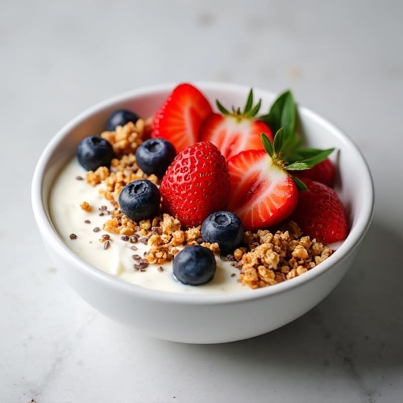Creamy Greek Yogurt Bowl with Fresh Berries and Crunchy Granola