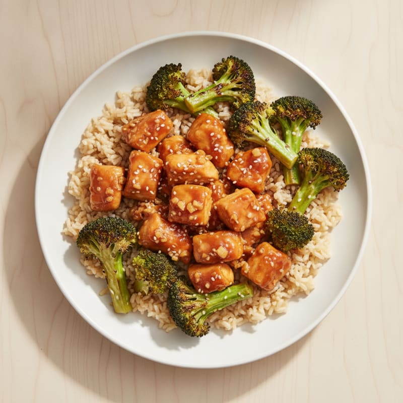 Bourbon Chicken with Roasted Broccoli