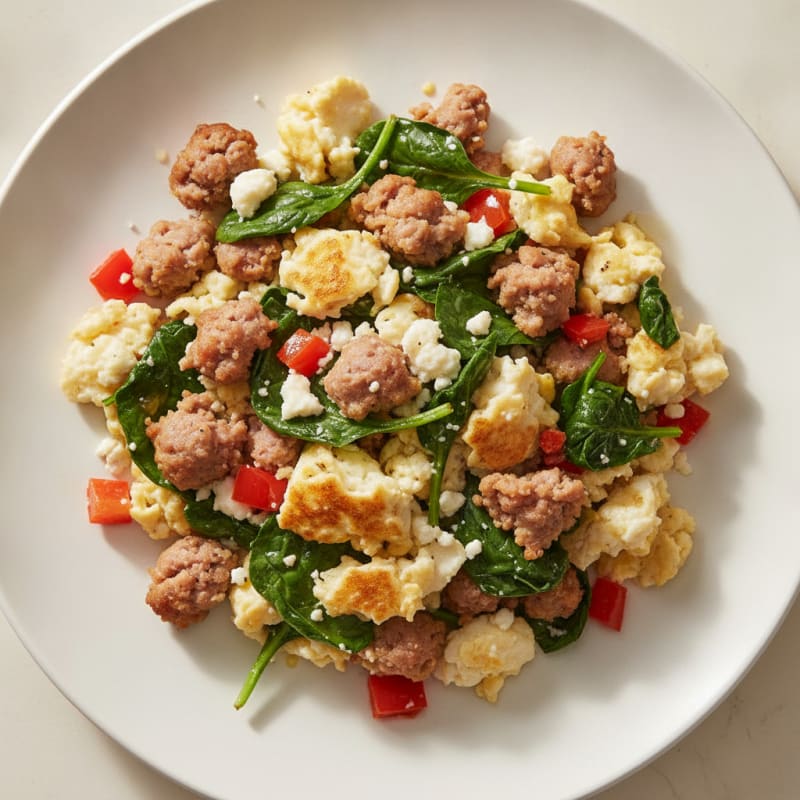 Egg White and Turkey Sausage Scramble with Spinach