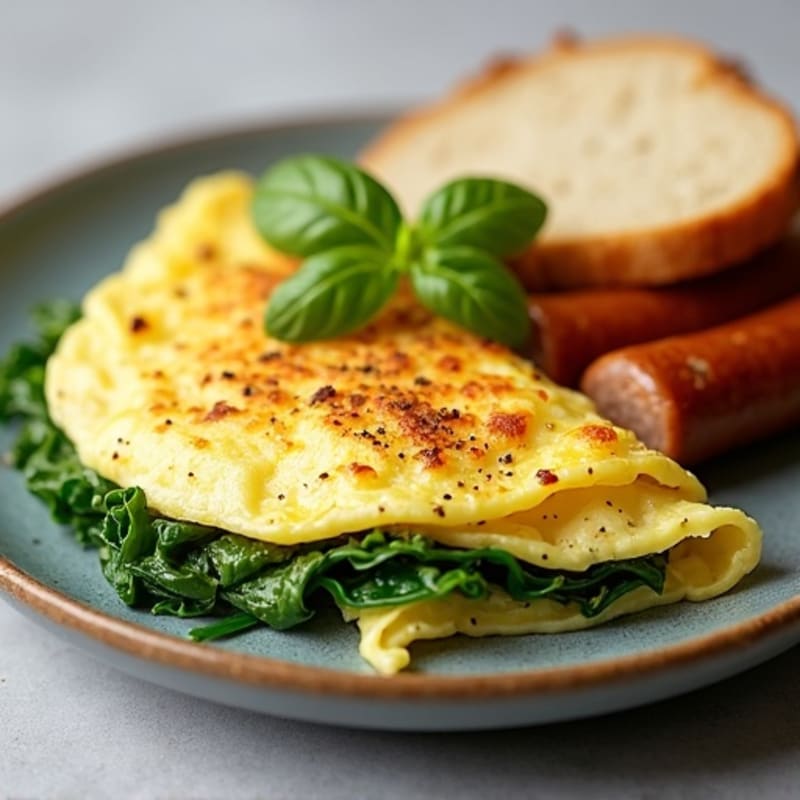 Egg White Spinach Omelette with Turkey Sausage