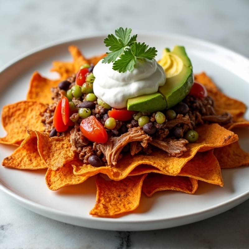 Pulled Pork Crispy Sweet Potato Loaded Nachos