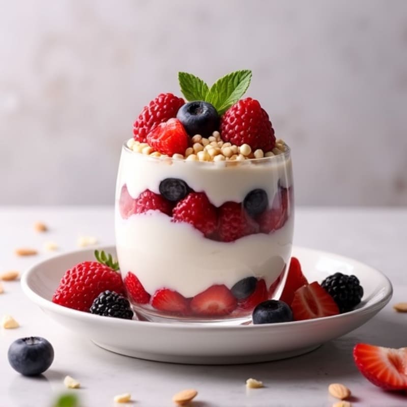 Greek Yogurt Protein Parfait with Mixed Berries