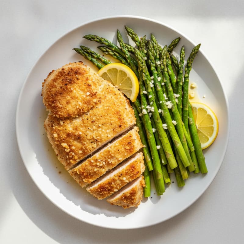 Garlic-Parmesan Chicken with Roasted Asparagus
