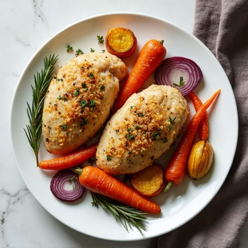 Herb-Crusted Sheet Pan Chicken with Roasted Root Vegetables