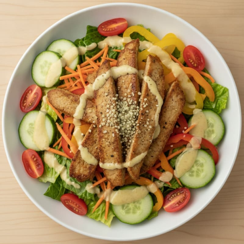 Rainbow Vegetable Power Bowl with Vegan Protein