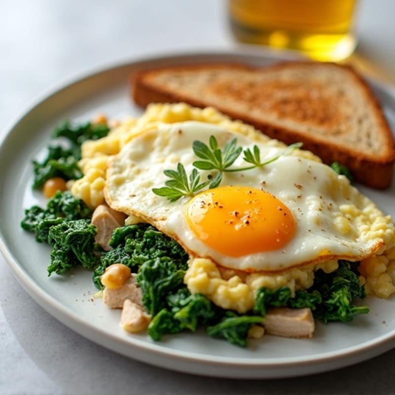 Egg White and Spinach Scramble with Turkey Breast