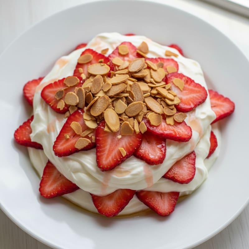 Protein Yogurt Parfait with Sliced Strawberries