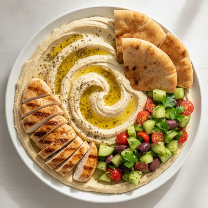 Hummus Mezze Platter with Grilled Pita