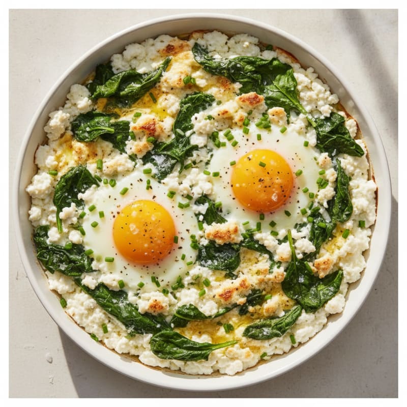 Baked Eggs with Herbed Cottage Cheese