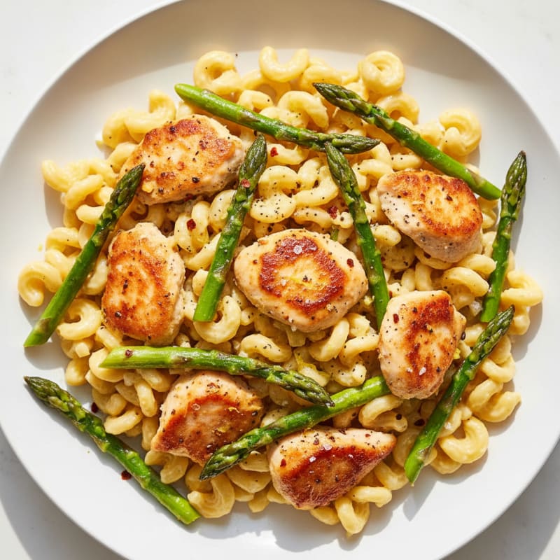 Creamy Zesty Lemon Pasta with Roasted Asparagus