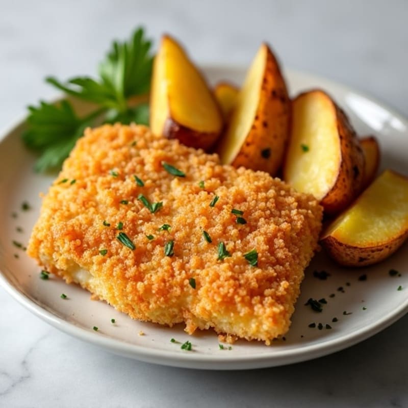 Crispy Baked Cod with Roasted Potato Wedges