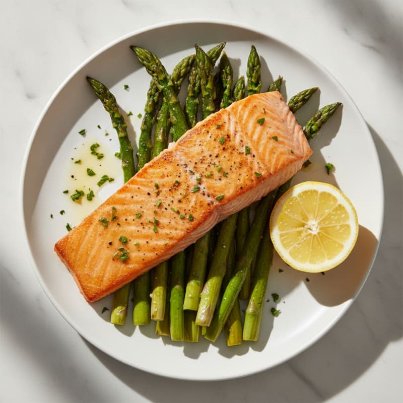 Pan-Seared Salmon with Roasted Asparagus