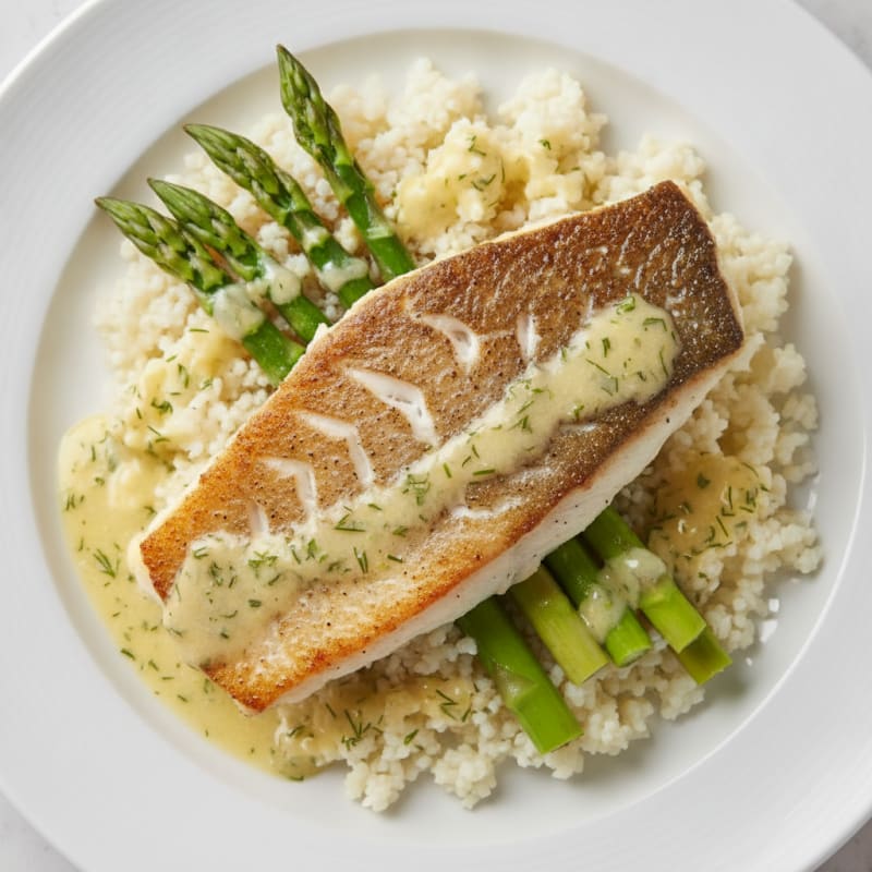 Pan-Seared Sea Bass with Lemon-Dill Sauce