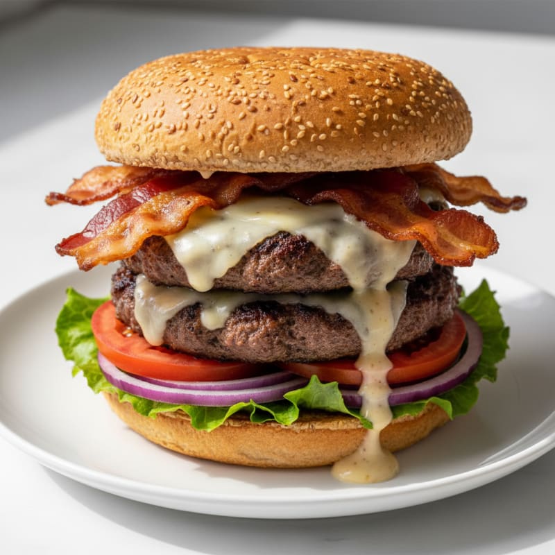 Double Bacon Cheeseburger with Secret Sauce