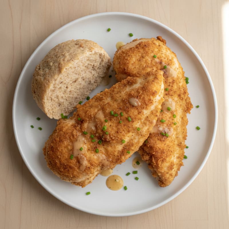 Air-Fried Buttermilk Chicken with Whole Grain Biscuits