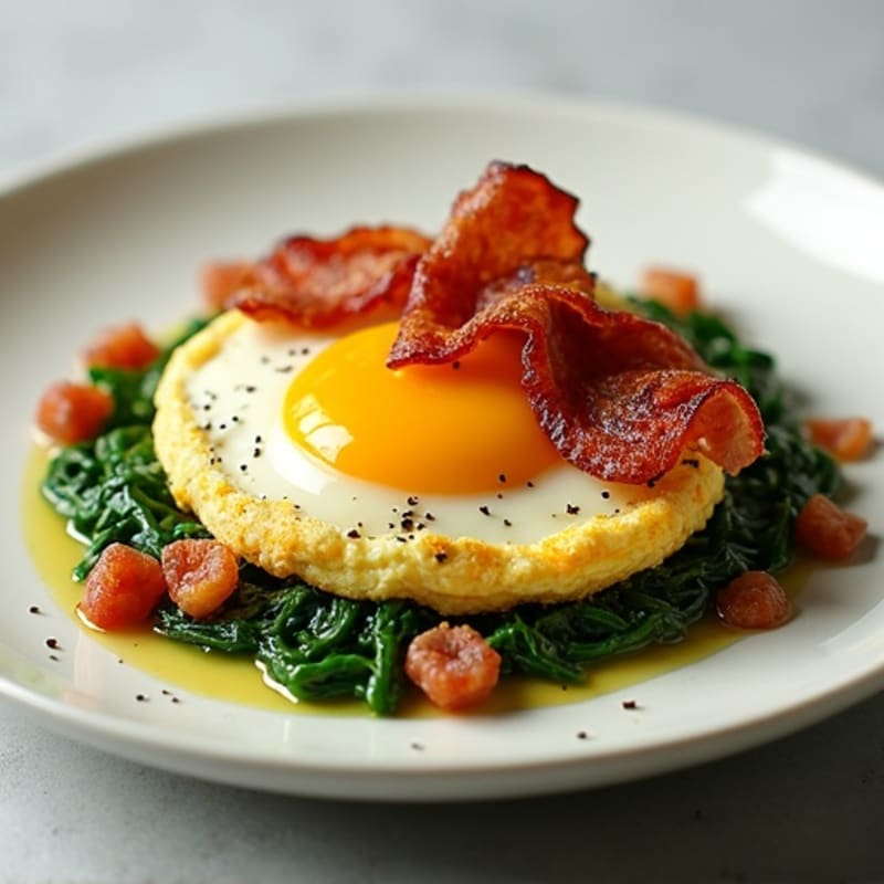 Cottage Cheese Scramble with Spinach and Turkey Bacon