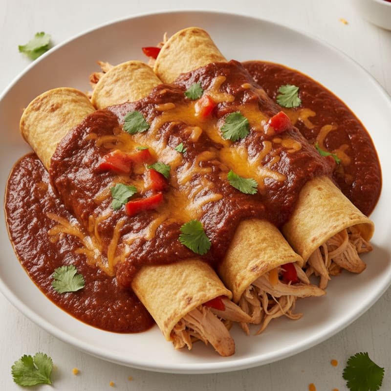 Chicken Enchiladas with Ancho Chili Sauce