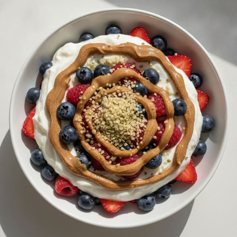 Creamy Greek Yogurt Parfait with Mixed Berries and Almond Butter