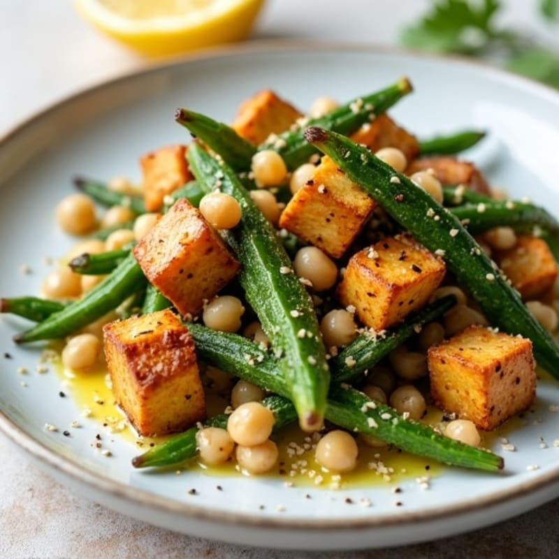 Crispy Roasted Okra with Lemon Garlic
