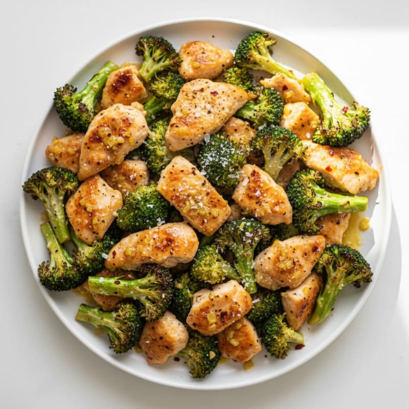 Crispy Roasted Broccoli with Lemon-Garlic Chicken