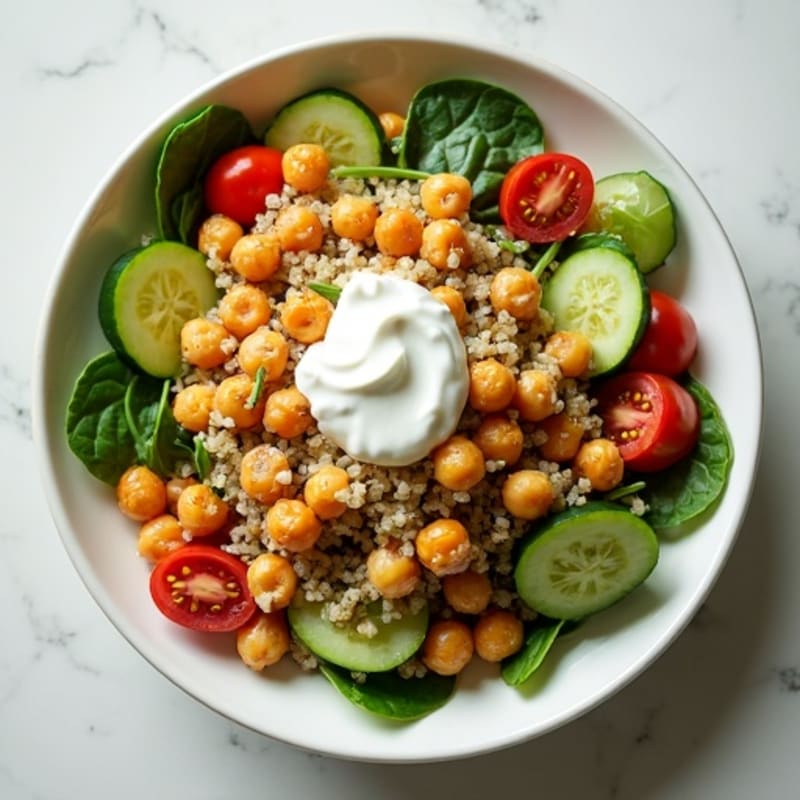 Crispy Chickpea and Quinoa Salad with Creamy Lemon Dressing